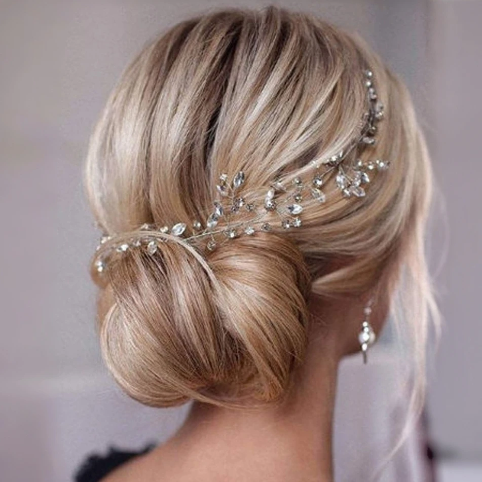 Handmade Fashion Rhinestone Leaf Hair Vine Headbadn Crystal Headband Bridal Wedding Hair Accessories Jewelry Hair Vine Headband