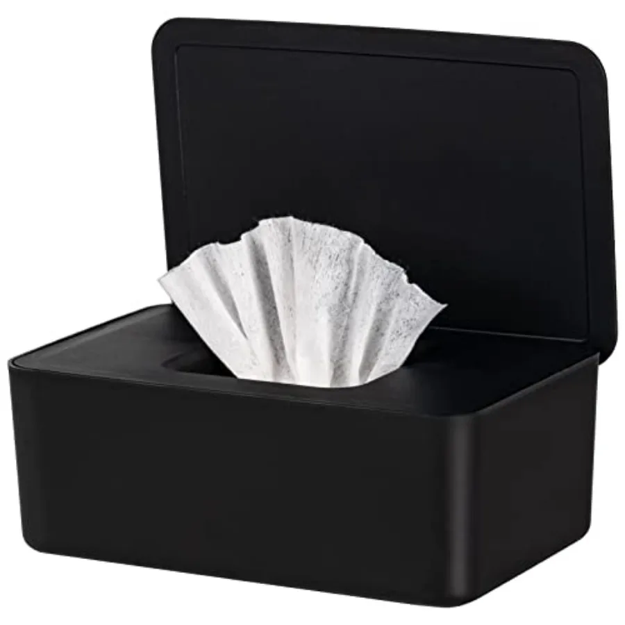 Baby Wipes Dispenser, Wipe Holder for Baby and Adult, Keeps Wet Tissue Fresh, Non-Slip Wipes Case, Flushable Wipe Container wit
