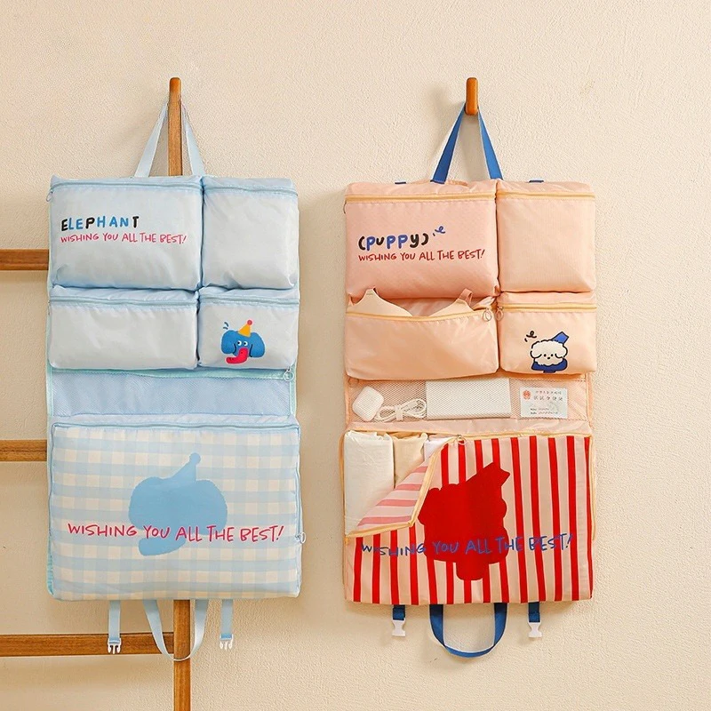Bolsa colgante organizadora plegable para viaje, bolsas colgantes de almacenamiento con bolsillos, almacenamiento de clasificación de ropa diaria, múltiples compartimentos