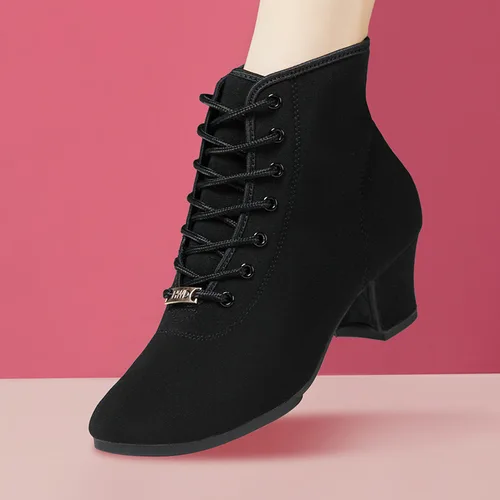 Nuevos zapatos de baile latino de salón para mujer, zapatos de baile modernos de Jazz, botas de baile con cordones, zapatillas deportivas negras para baile