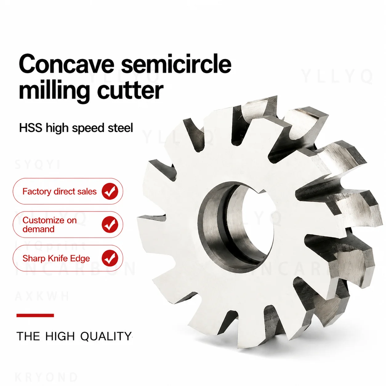 R1 R3 R5 R10 HSS Concave Radius Milling Cutter White Steel Semi Circular Groove Cutter Convex Arc Tool for Metal Machining