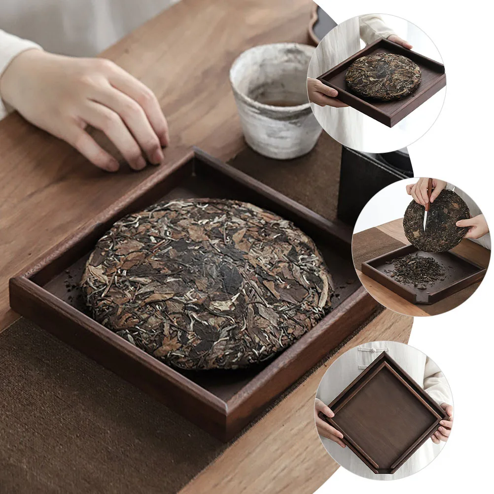 

Vintage Wooden Tea-Leaf Tray Smooth Surface Household Tea Tray Decorative Teacup Holder Teaware Supply Serving Platter