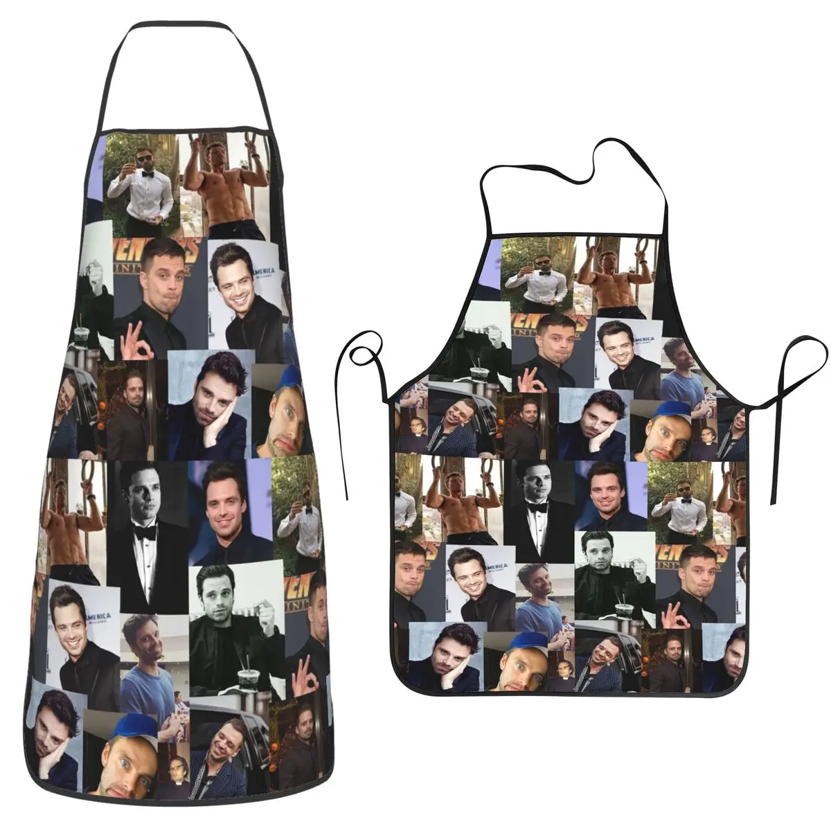 Sebastian Stan Pic Collage Aprons Chef Cooking Tablier Waterproof Bib Kitchen Cleaning Pinafore for Women Men Gardening