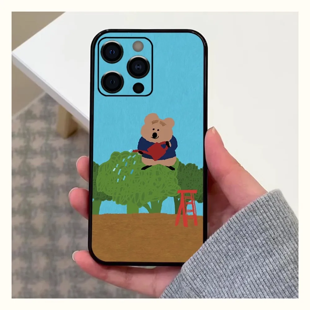 Korea cute D-Dinotaeng bear  Phone Case For iPhone 11 12 13 Mini 13 14 15 Pro XS Max X 8 Plus SE XR Shell