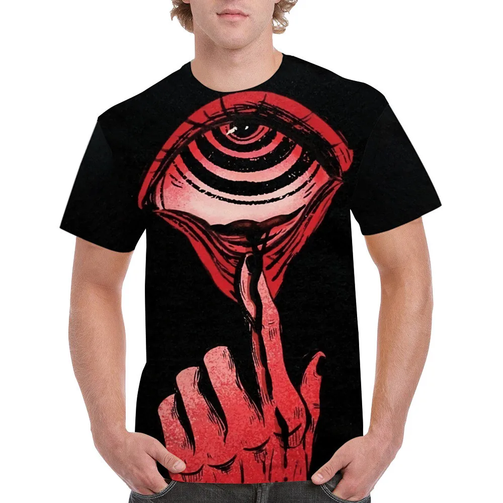 Vintage Dark Halloween Cemetery Illustration T‑Shirt, Streetwear Fashion Men's Atmospheric Casual Top