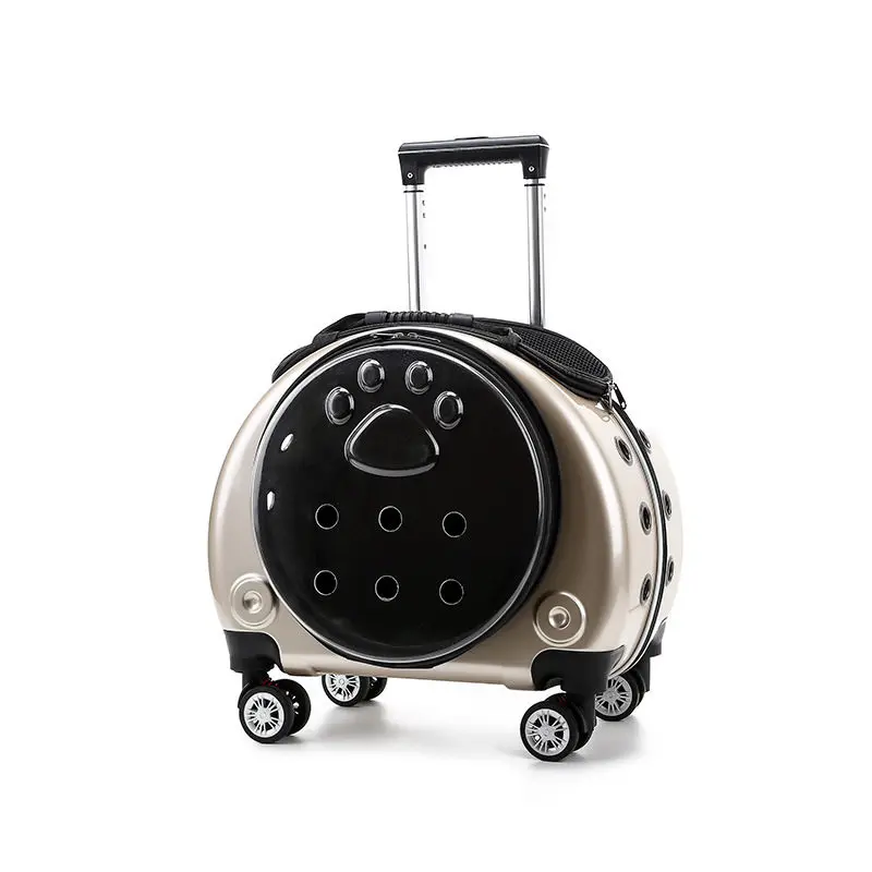 Transparent Breathable Pet Travel Trolley Carrier Backpack description 2