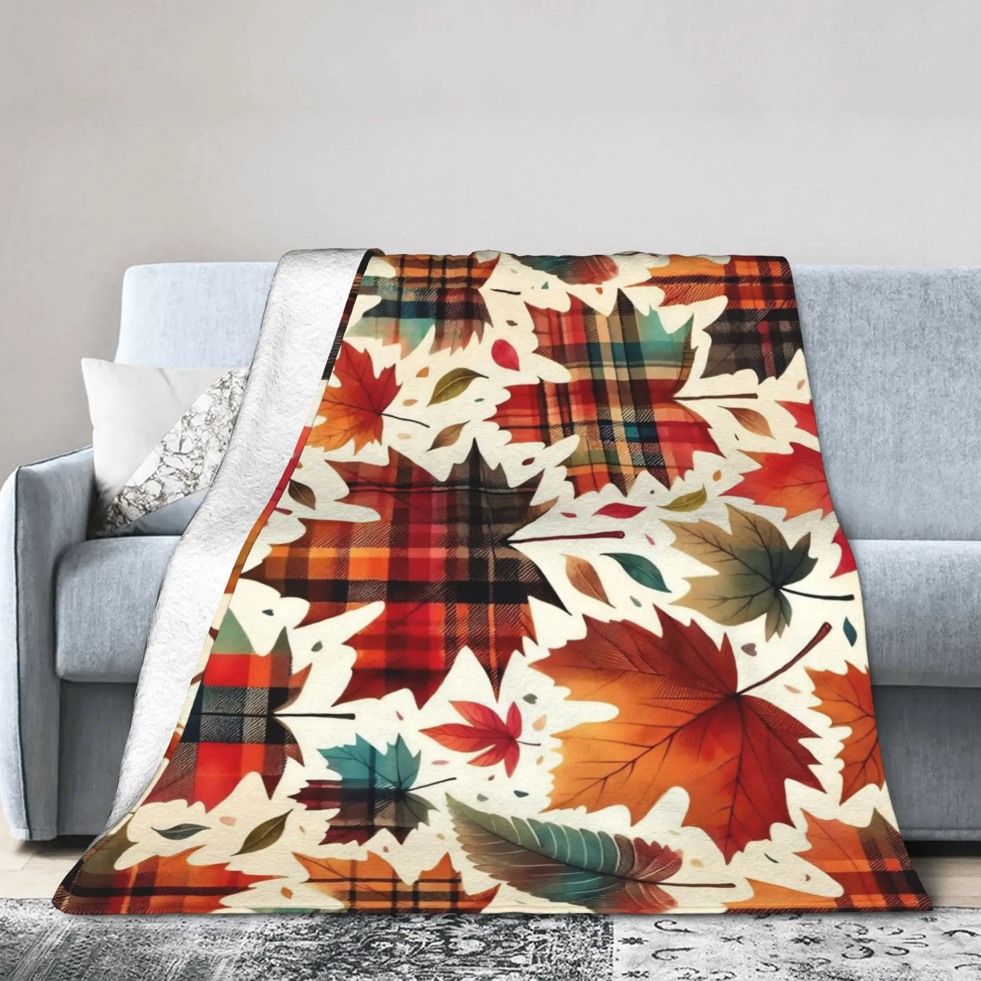 Maple Fallen Leaves Blanket  Flannel Throw Blanket Bedding Couch Portable Soft Warm Bedspread