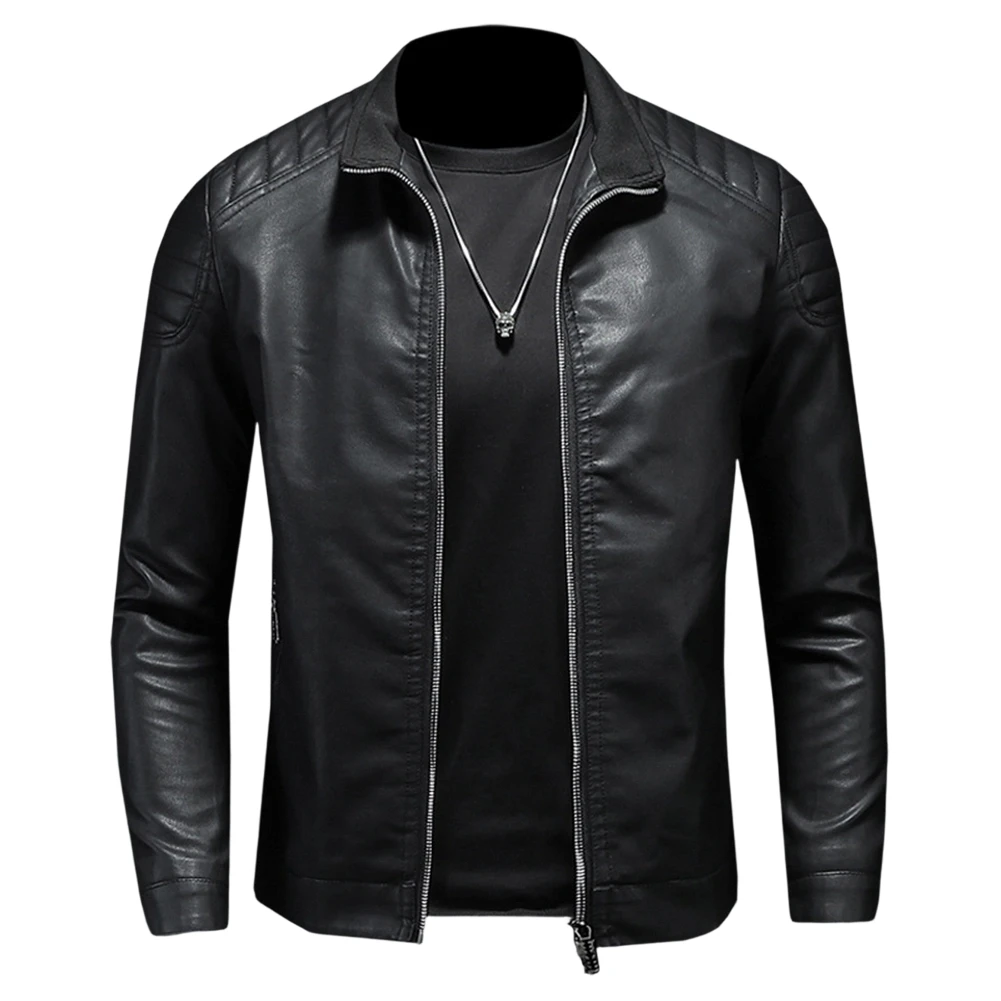

Men Faux Leather Lapel Jackets Biker Punk Style Motorcycle Handsome Coat Outwear