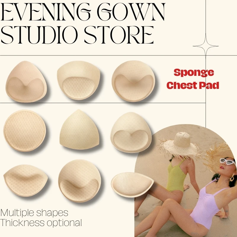 Breathable Thin Sponge Chest Pad Soft Skin Friendly Sweat Absorbing Summer Dress Swimsuit Chest Cup  Women Sports Cups Bra Pads