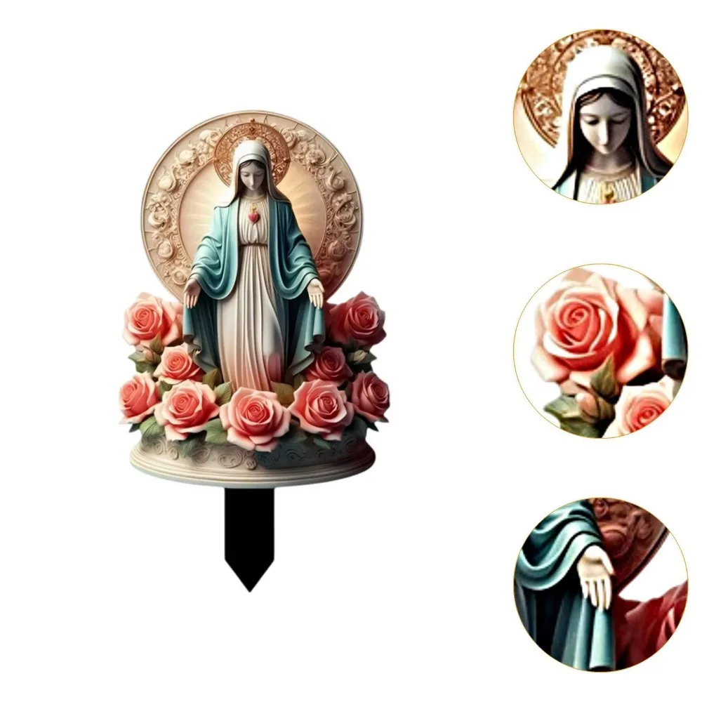 2D مريم العذراء حديقة حصة مقاوم للماء سهلة التركيب المباركة مريم تمثال مقاومة للاهتراء الملونة حديقة حصة لوازم الحفلات #2