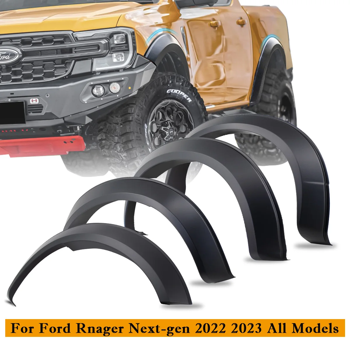 Wheel Arch Extension Fender Flares For Ford Ranger 2022 2023+ NEXT-GEN WILDTRAK SPORT XLT XLS XL with front bulbar Mudguards