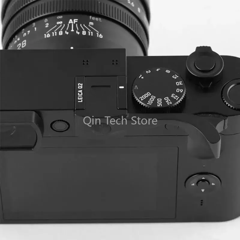 Metalen duimgreep Flitsschoenafdekking Camerahouder voor Leica Q2 Q Typ 116, zwart zilver, aluminium duimgreep