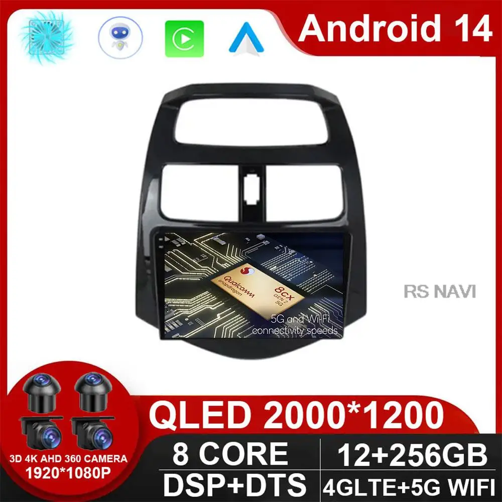 Android 14 Car Radio For Chevrolet Spark Beat Matiz Creative 2010 - 2014 Stereo Navigation GPS Multimedia Video Player NO DVD