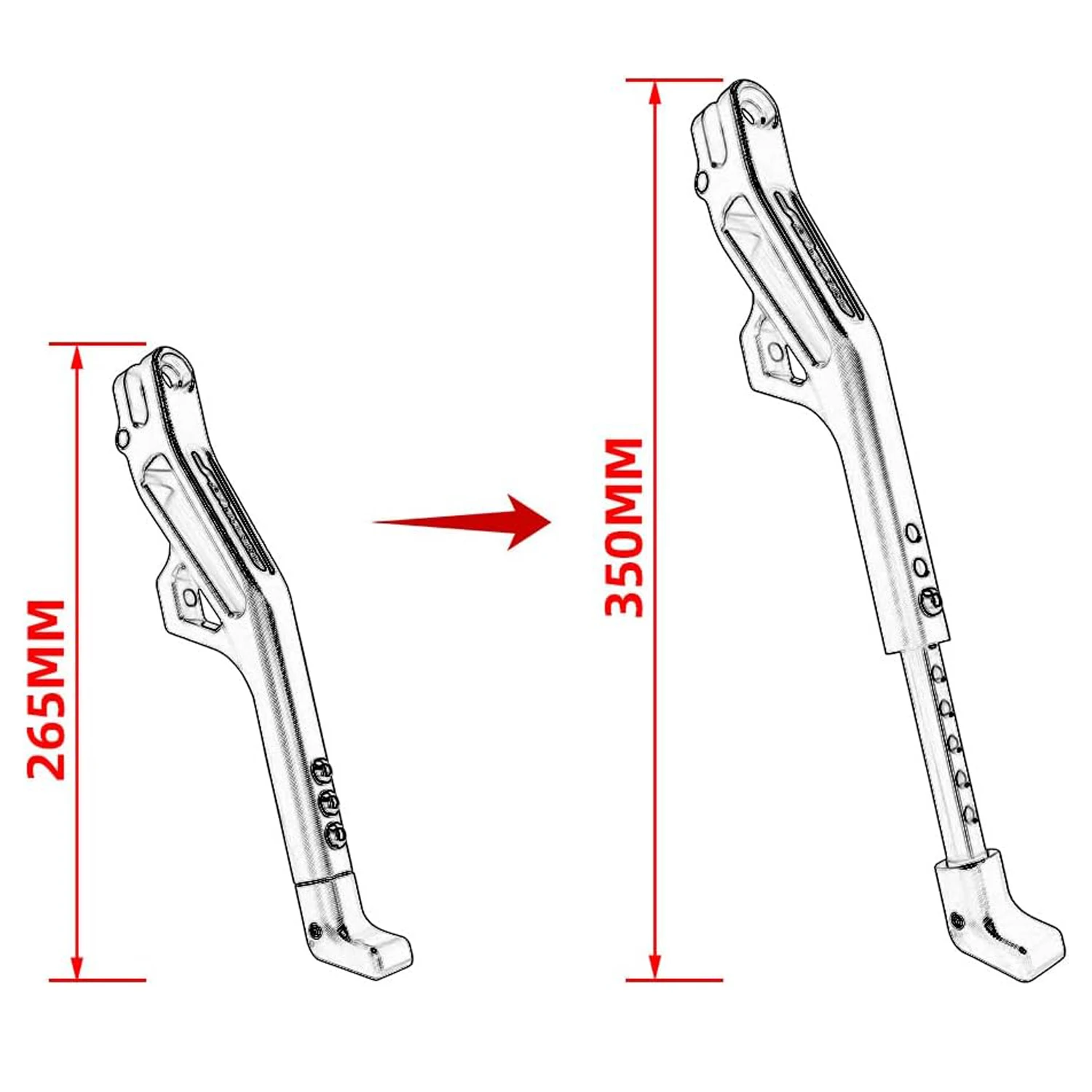 CNC Aluminum Adjustable Motorcycle Kickstand 265mm-350mm Side Foot Stand For SurRon LightBee S X Segway X160 X260 Dirt Bike Part