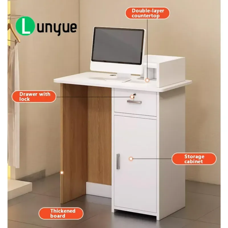 Modern Wooden Reception Desk for Office Hotel  Gym Customizable Commercial Furniture
