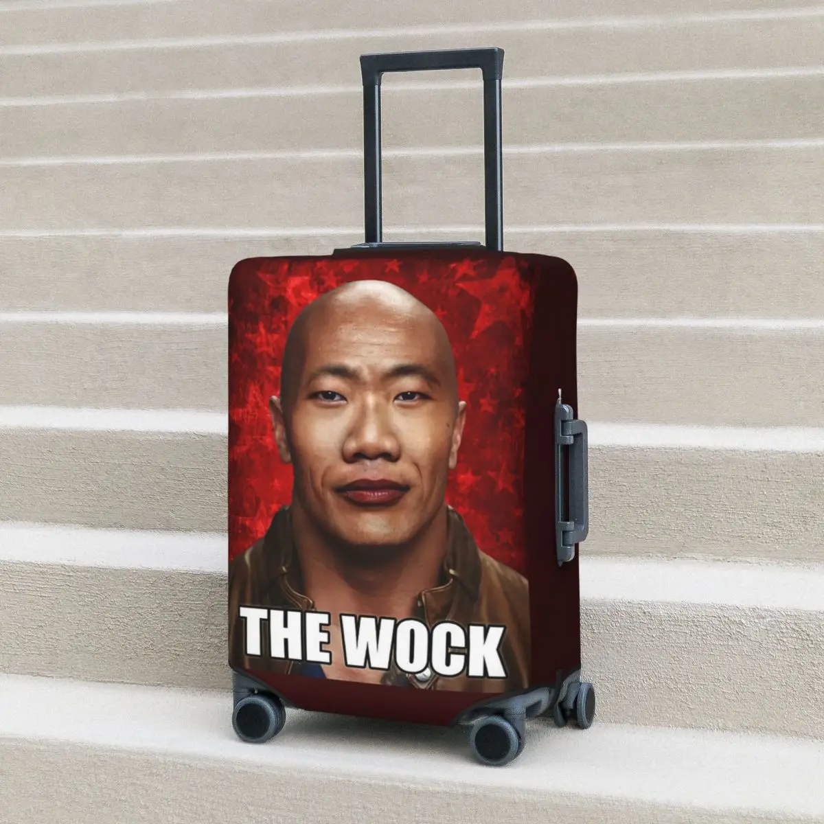

Meme Dwayne The Wok Johnson John Xina Bing Chilling Suitcase Cover Protection Elastic Travel Luggage Protector Covers 18-32 Inch