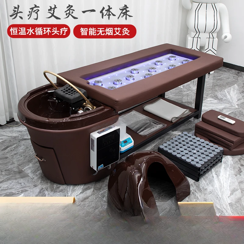 Water Circulation Head Therapy Shampoo Chair Smoke-Free Moxibustion Bed Dual-Use Whole Body Moxibustion Household