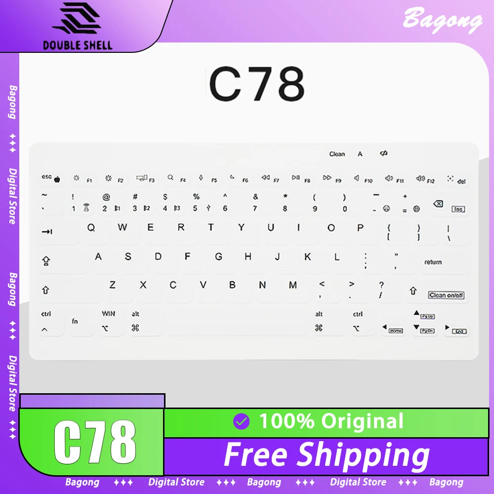 

DoubleShell C78 C96 Mute Keyboard Three Mode Long Battery Life Dustproof Waterproof Wireless Keyboard Light Portable Office Win