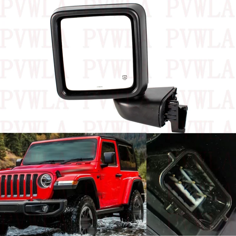 

Left Side 5 Pins Satin Black Heated Power Adjust Reversing Mirror 68281891AE For Jeep Wrangler J1 2018 2019 2020 2021