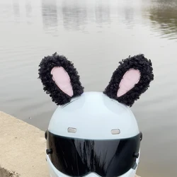 Motorcycle Electric Bicycle Helmet Decoration Ski Helmet Decoration A Pair of Rabbit Ears Winter Plush Cute Headwear