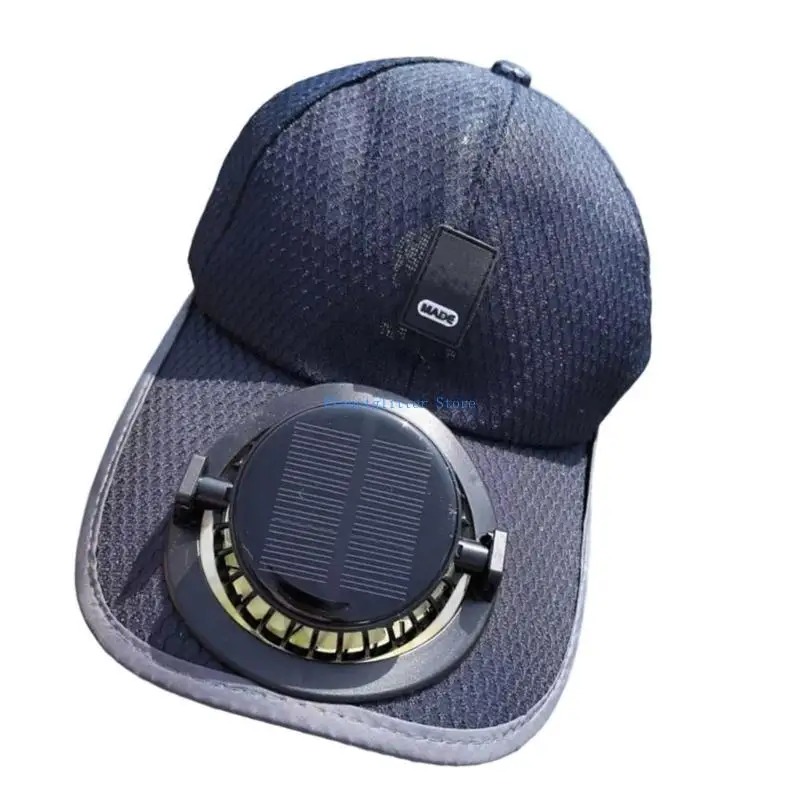 652B قبعات مروحة تعمل بالطاقة الشمسية للشحن المزدوج بطارية 600 مللي أمبير في الساعة وقت تشغيل طويل معدات رياضية خارجية قابلة ذات