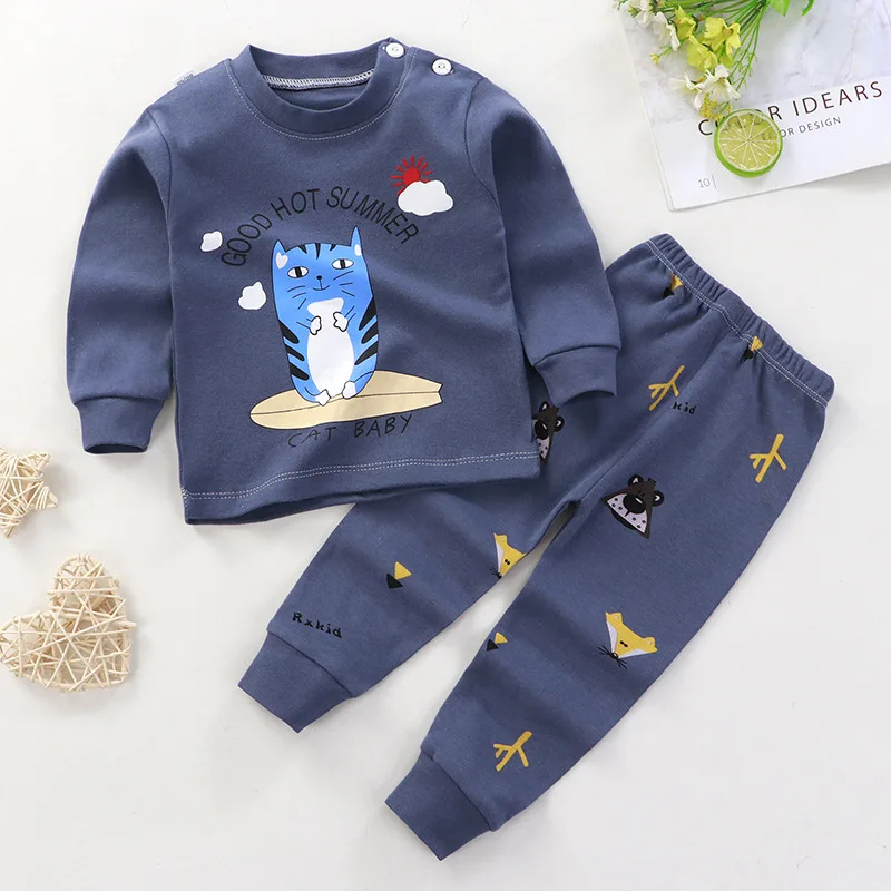 Herfst Peuter 6M 12M 3T 4T 5T Meisjes Jongens Kids Pyjama Sets Lange mouw Konijn kinderen Nachtkleding Kind Kleding Pjms Groothandel