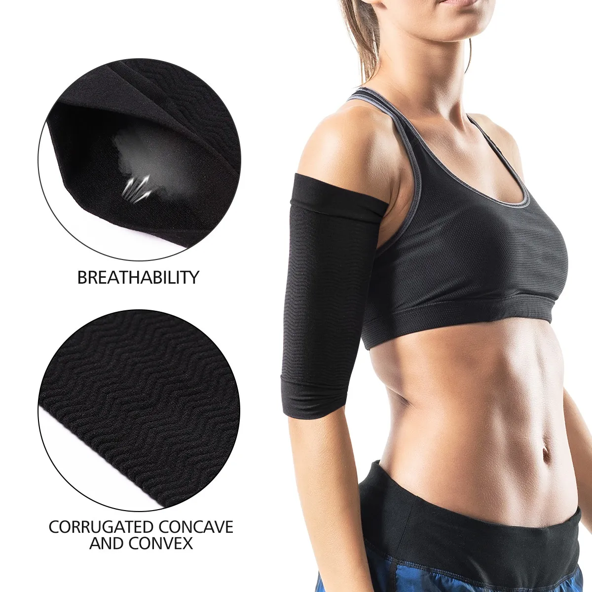 1Pair Arm Shaping Sleeves Slimming Arm Shaperwear Elastic Seamless Lightweight Breathable Toning Support for Workout Walking