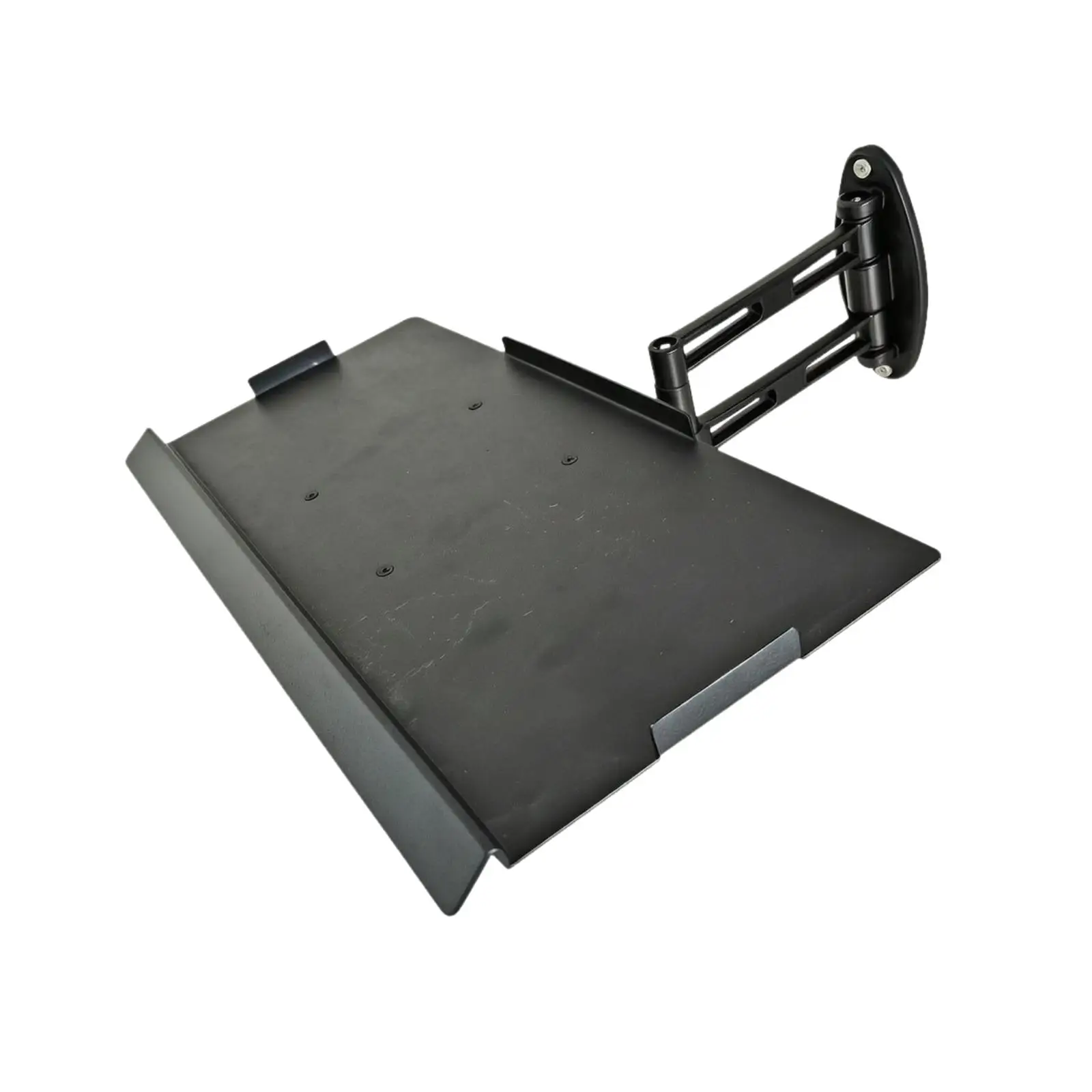 Heavy Duty Metal Keyboard Tray Wall Mount Articulating Shelf for Monitor Desk with Safety Lip for Typing Surface