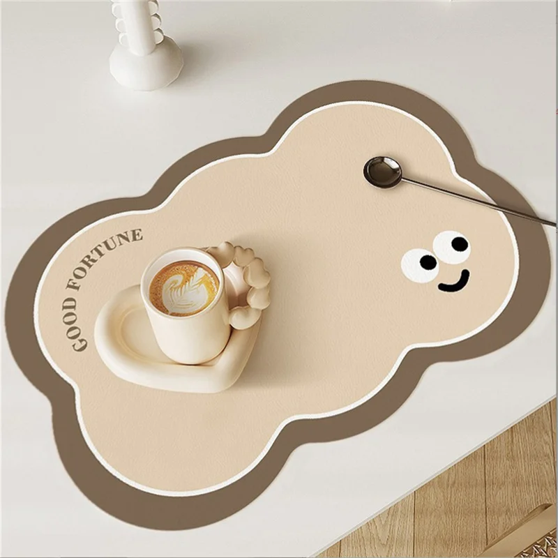 1PCS Cartoon Smiley Face PU Placemat 30x45CM Waterproof Oil Proof Heat-Insulating Western Food Mat Ins Style