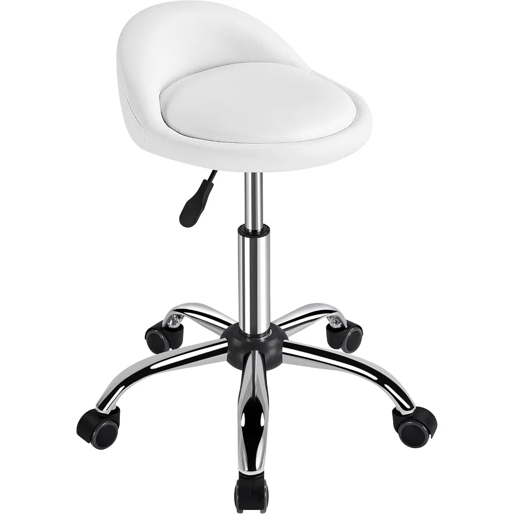 Tabouret roulant réglable, chaise pivotante avec roulettes et Support arrière, tabourets ronds de Salon en cuir pour tatouage, pour Massage Spa