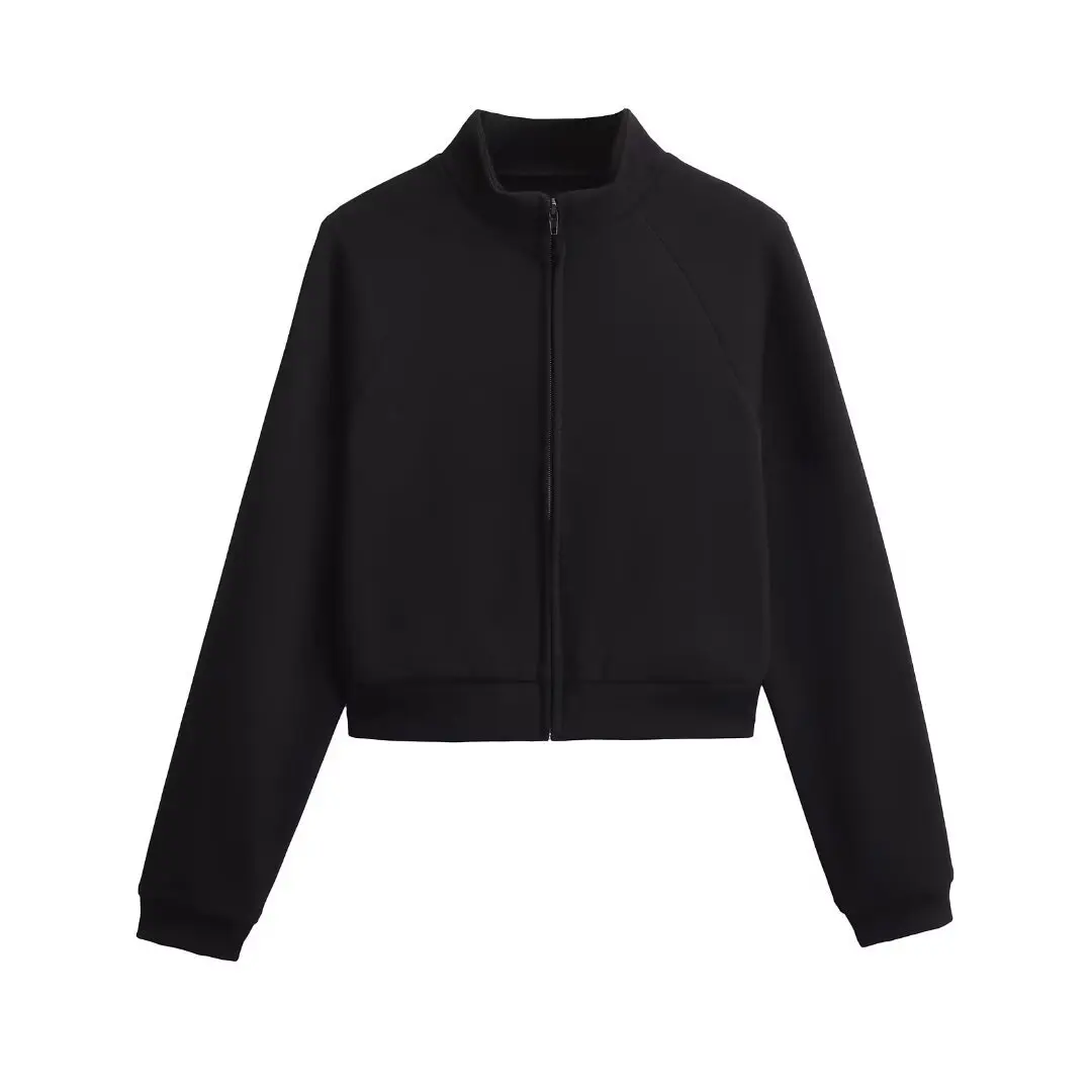 النمط الأوروبي الأمريكي بلون سستة سترة المرأة طويلة الأكمام معطف قصير الخريف الشتاء أزياء كل مباراة #4