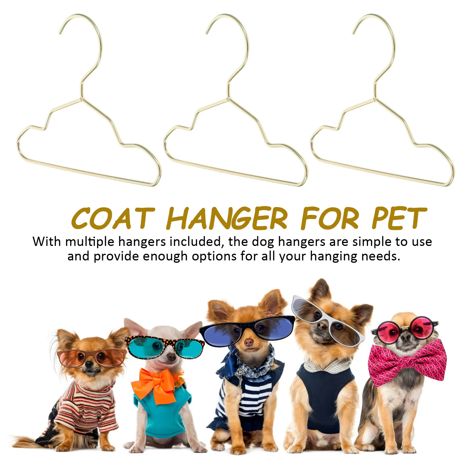 

10Pcs Pet Clothes Hangers Metal Pet Mini Clothes Hangers Mini Puppet Doll Clothing Racks Dog cat clothes Hangers for small Pet