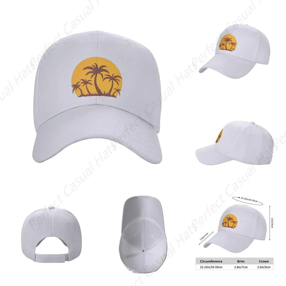 

Casual Vintage Palm Trees And Sunset Classic Printing Sunscreen Cowboy Hat Peaked Caps Sandwich Caps Trucker Hat Men Women