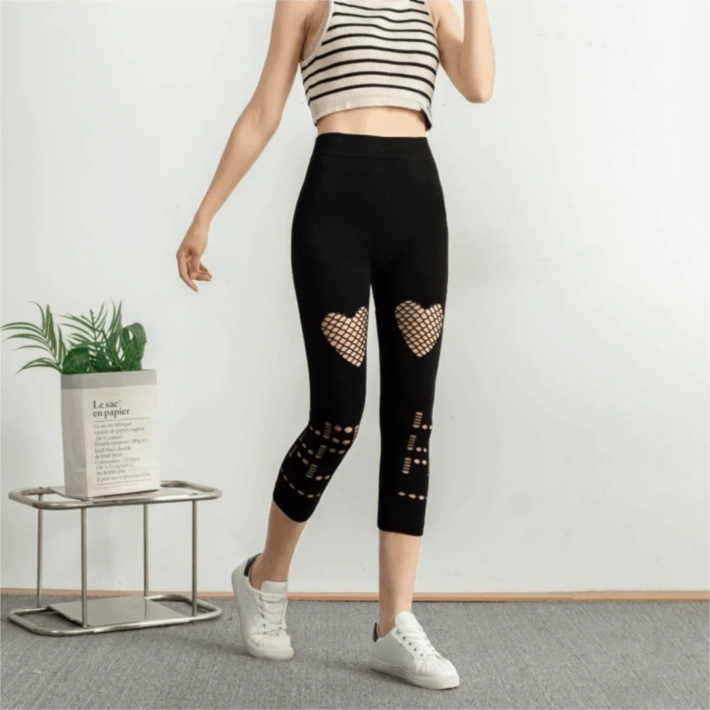 New Hollow Out Women's Mesh Leggings Openwork Mesh Breathable Fashion Tights High Waist Stretchy Casual Leggings Women Wear