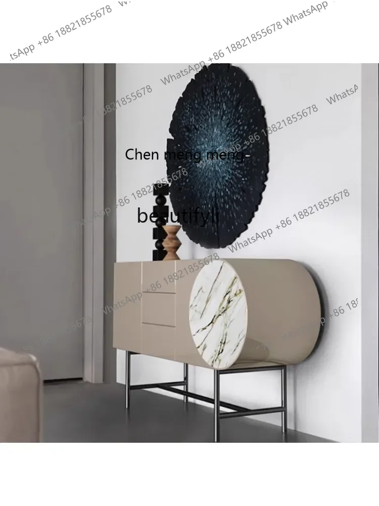 

D178 Italian Minimalist Hallway Living Room Solid Wood Bedroom Chest of Drawers Sideboard Cabinet Stone Plate Decorative Locker