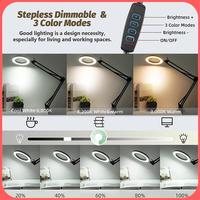 A76I-Magnifying Glass With Light And Bracket,3 Color Modes Stepless Dimmable LED Desk Lamp, Used For Reading And Repairing