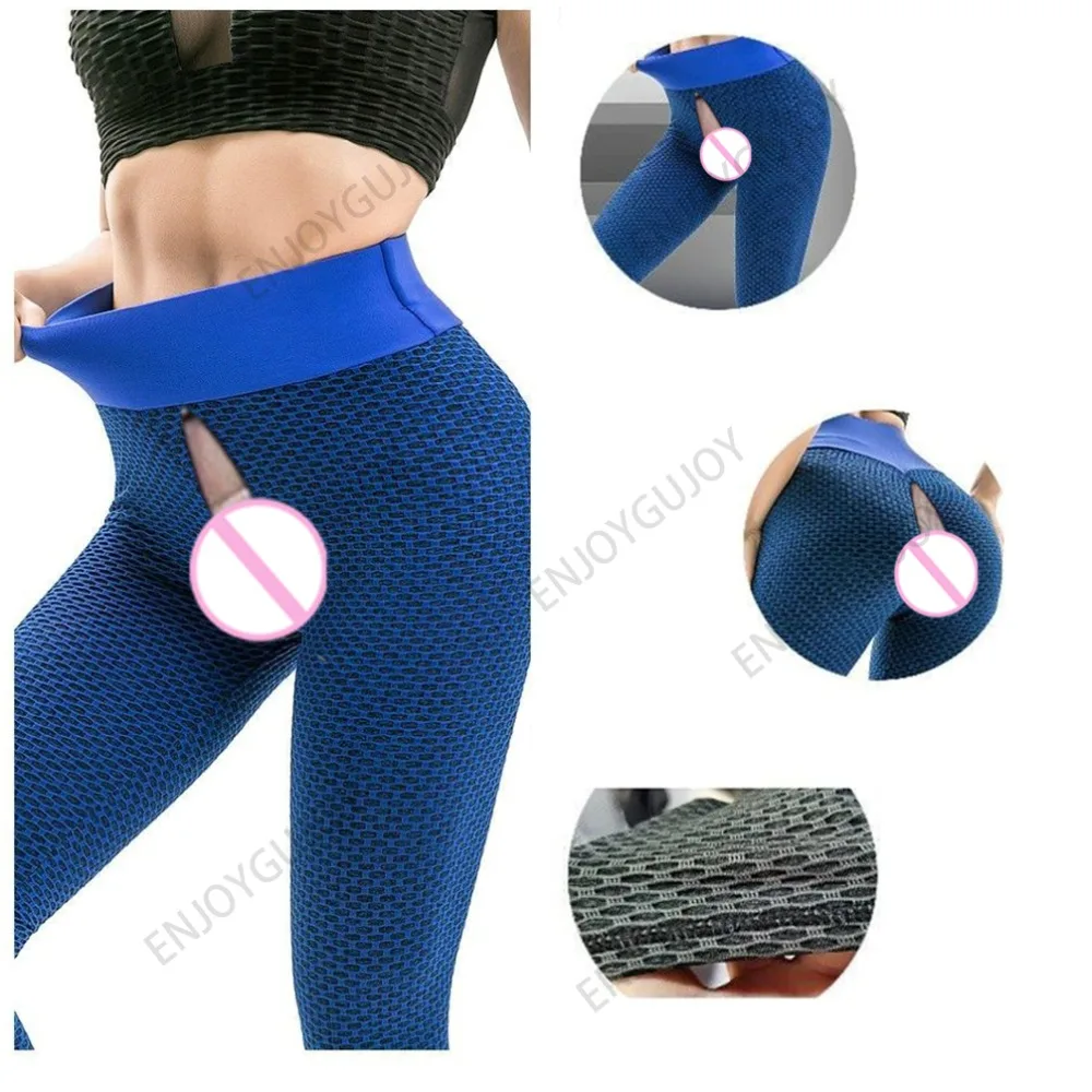 

Invisible Open Crotch Joggers for Women, High Waisted, Peach Buttocks, Sexy Leggings, Honeycomb Fitness Pants, Running Sports Yo