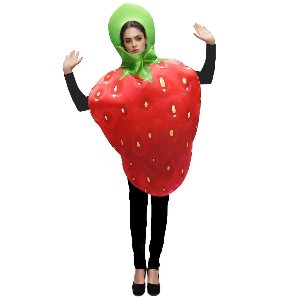 Zawaland Funny Strawberries Cosplay Costume Women Men Stage Show Outfits Fancy Dress Up Adult Carnival Fruits Party Sponge Suits