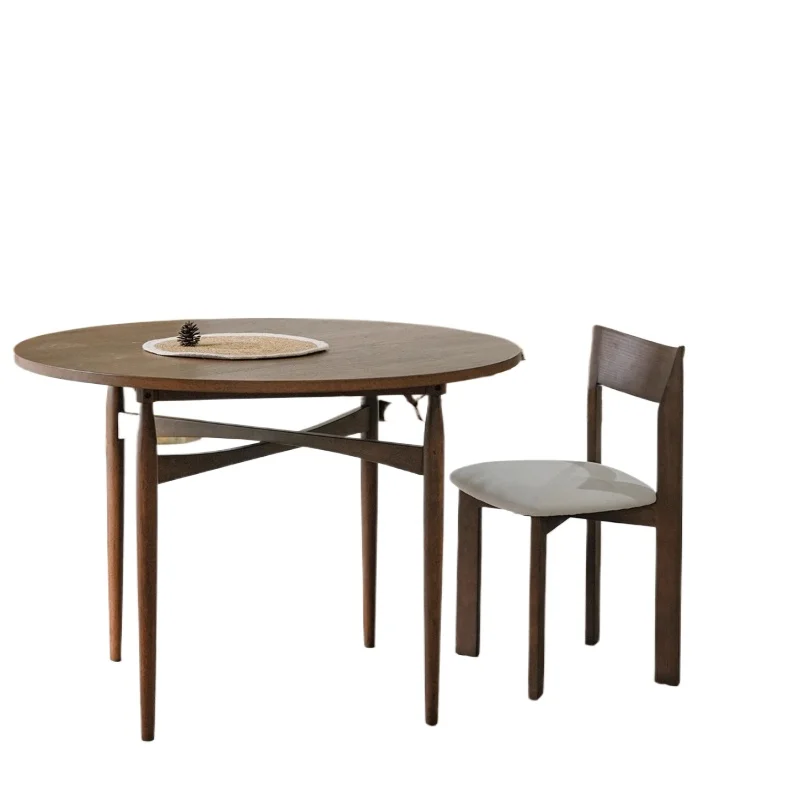 

Обеденный стол из массива дерева, средневековый круглый стол из тикового дерева в стиле ваби-саби для домашнего проживания в семье