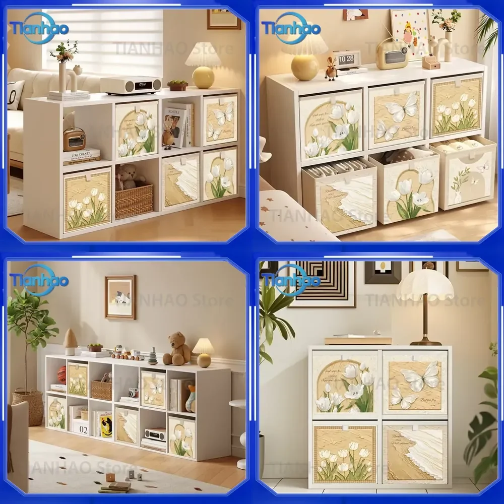 Foldable Cream Style Fabric Storage Box with Large Capacity for Home Thick Clothes Toys Organizer Container