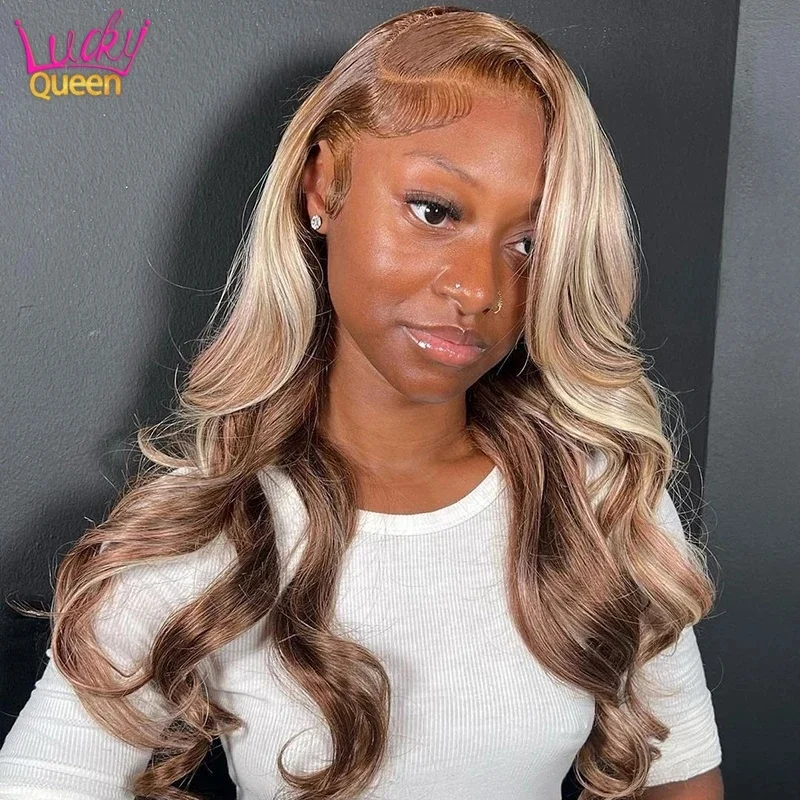 

Brown Blonde HD Lace Front Wig Body Wave Human Hair Wig for Women 13X4 13X6 Transparent Lace Ash Blonde Frontal Wig Pre Plucked