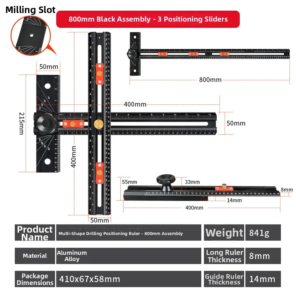 Precision for t-square Angle Ruler and Hole Locator for DIY Installation 35CM Foldable 75CM Extended Measuring Tool