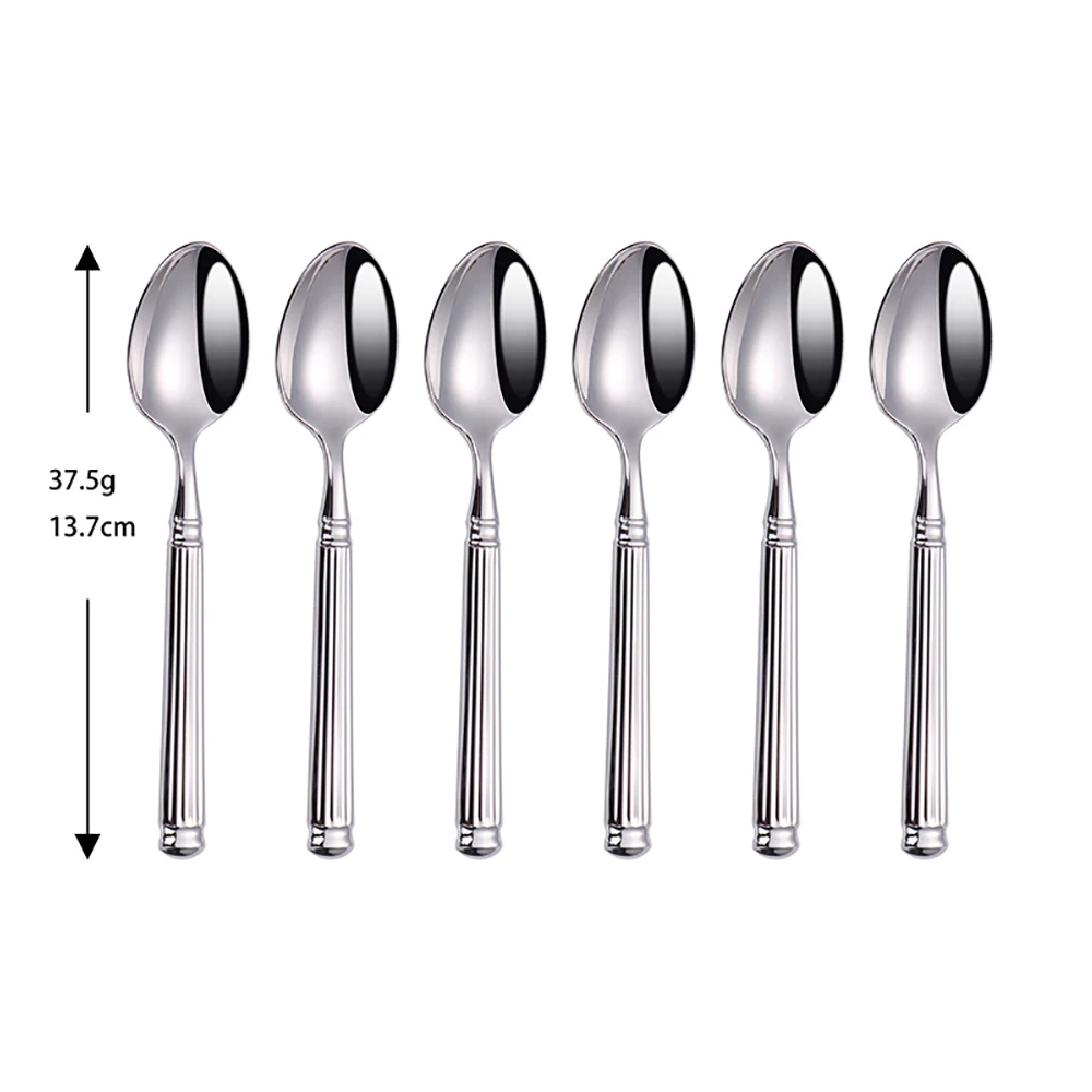 6Pcs Sliver Cutlery Stainless Steel Western Tableware Vintage Elegant Dinner Set Roman Handle Knife Spoon Fork Kitchen Utensils