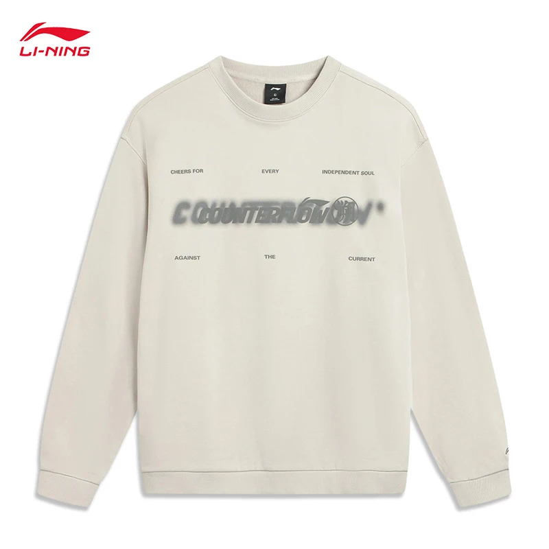 

LI-NING unisex COUNTERFLOW Outdoor Sweatshirt Loose Fit Breathable Crew Neck hoodies Leisure Sports tops AWDVE27