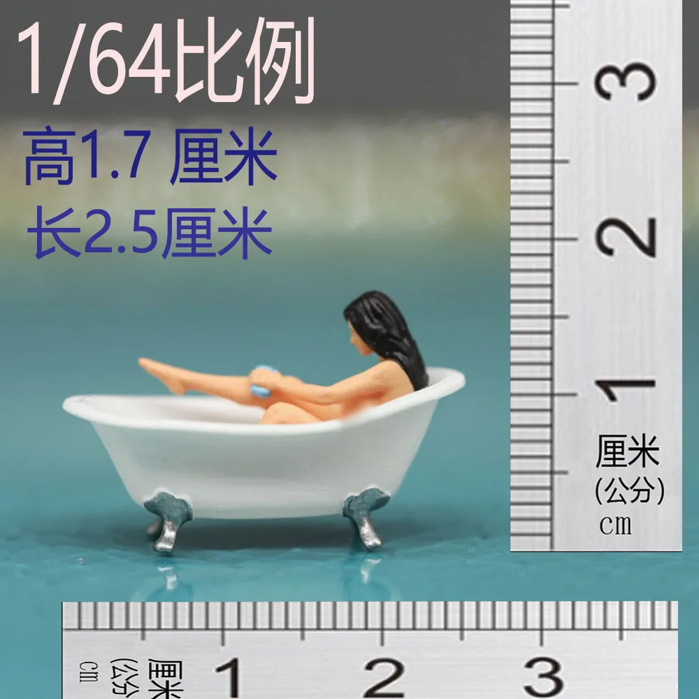 1/64 Scale DIY Model Figurine of Beautiful Woman Taking A Bath in A Bathtub