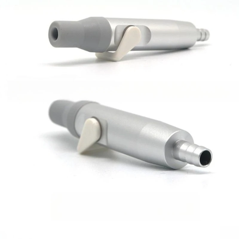 5Pcs Dental Weak Suction Handle Saliva Ejector Suction Valves Tip Adaptor with Gray Silicone Sleeve Dental Tool
