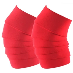 Stiff Weightlifting Knee Wrap 2.5 Meters without magic tape Red Black Color Knee Straps 1 Pair