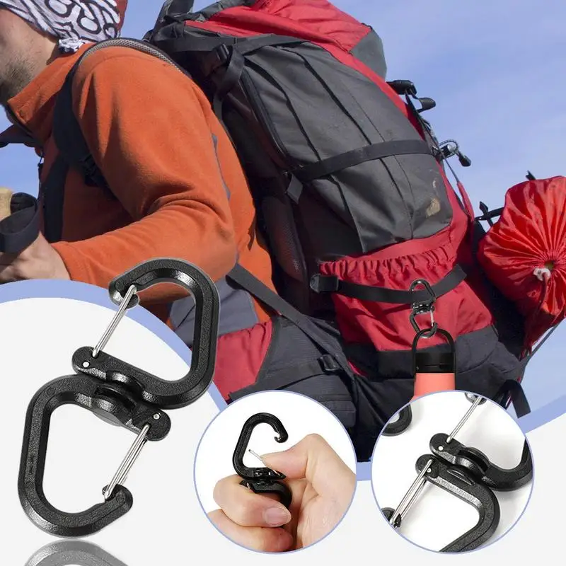 360 Rotating Double Carabiner Outdoor Swivel Clip Portable S Chain Hooks Multi-Use Backpack Keychain Carabiner With 360 Degree