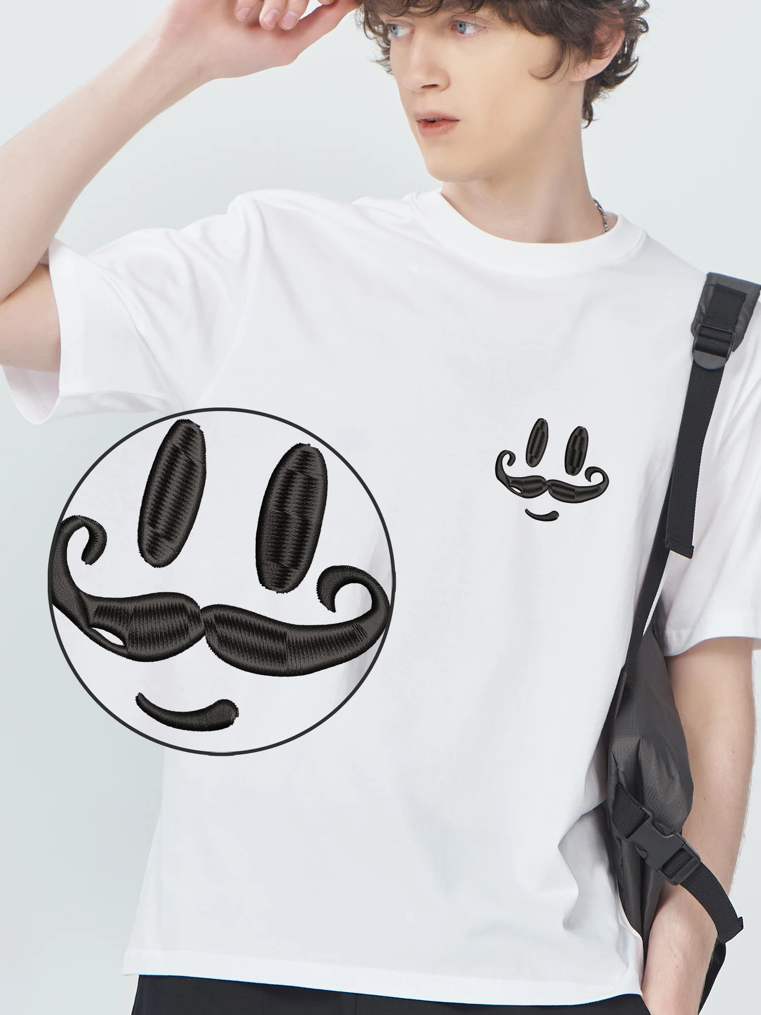 

Funny Drawing Symbols 100% Cotton Embroidered Design Short Sleeve Men Women Embroidered TShirt Summer Breathable Tops
