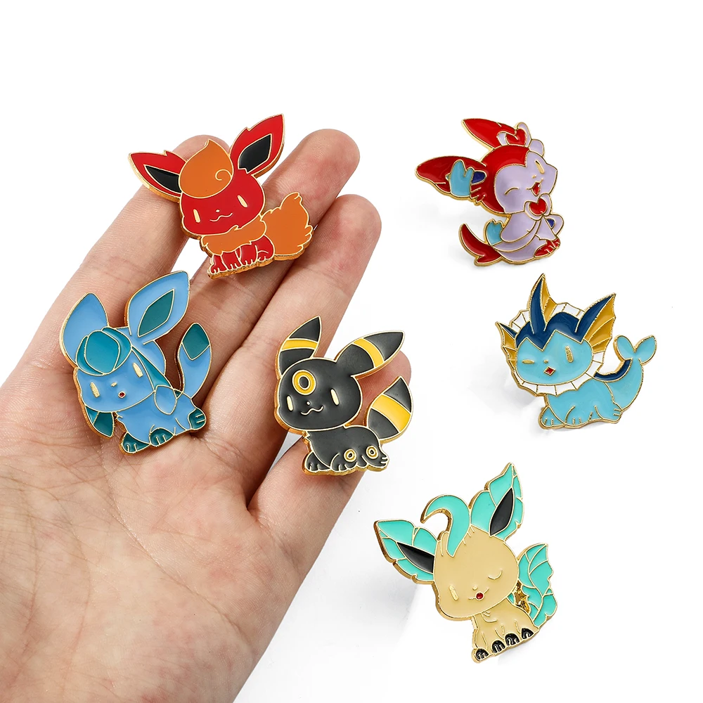 Wholesale Kawaii Pokemon Pikachu Eevee Brooches for Clothing Lapel Pins for Backpacks Enamel Pin Badges Jewelry Collection Gift